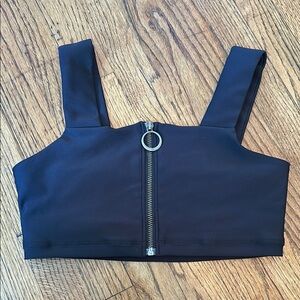 All Black Crop Top with Zipper Detail- size S